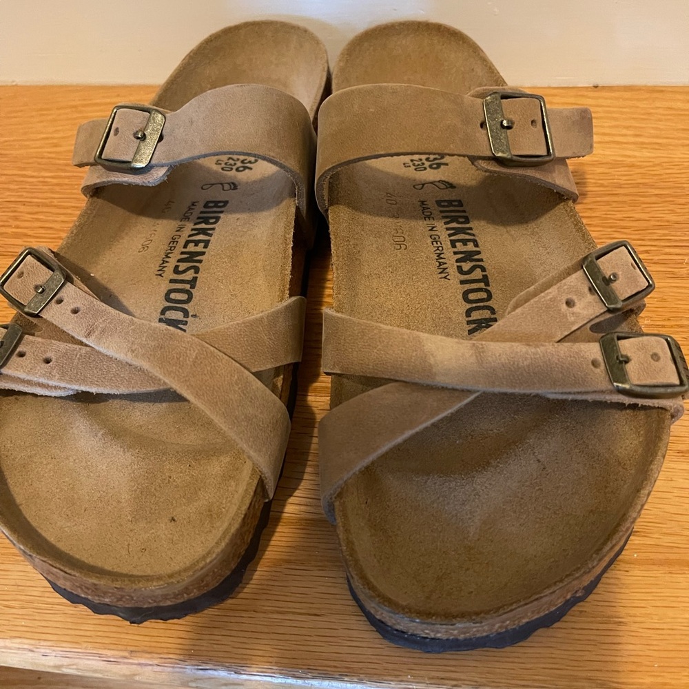 Birkenstock Brown Suede Cross-Strap Sandals